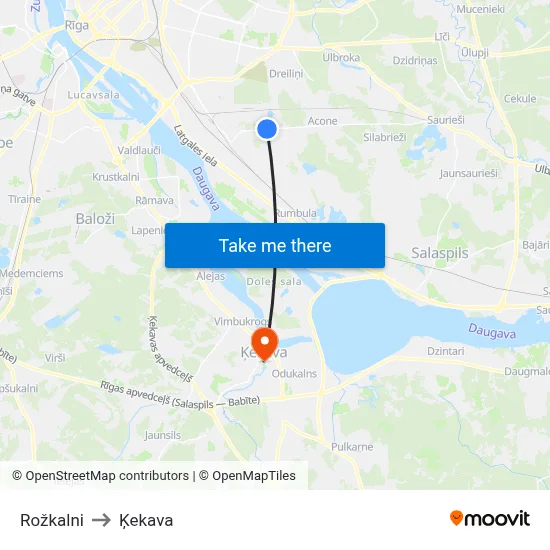 Rožkalni to Ķekava map