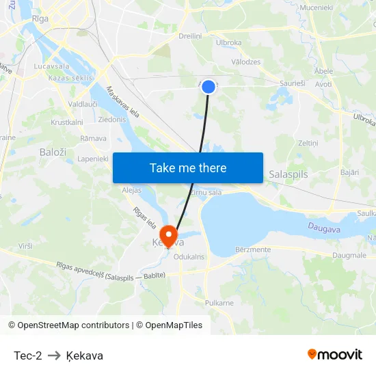 Tec-2 to Ķekava map