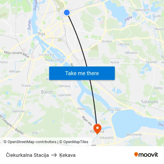 Čiekurkalna Stacija to Ķekava map