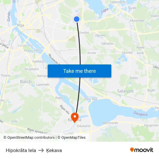 Hipokrāta Iela to Ķekava map