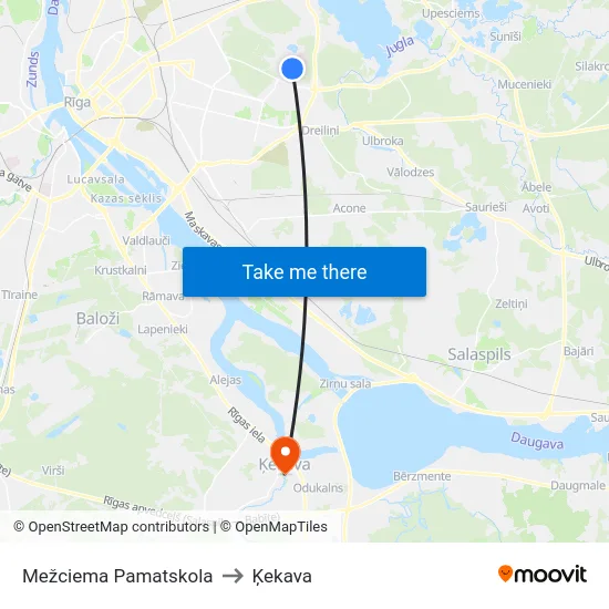 Mežciema Pamatskola to Ķekava map