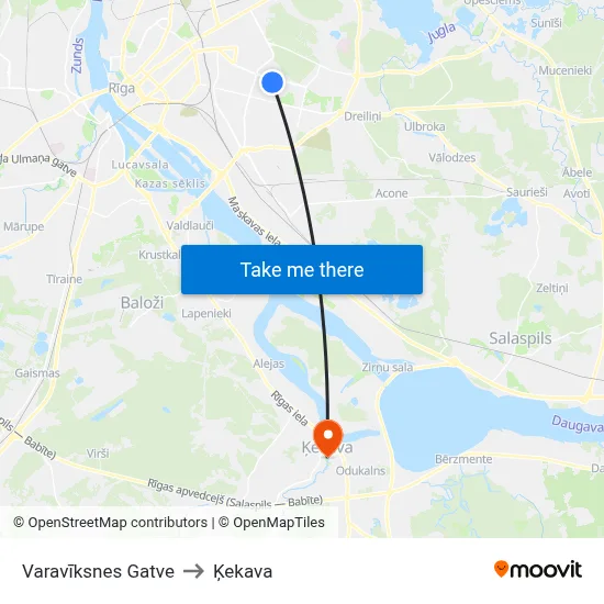 Varavīksnes Gatve to Ķekava map