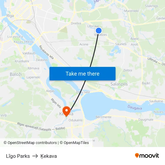 Līgo Parks to Ķekava map