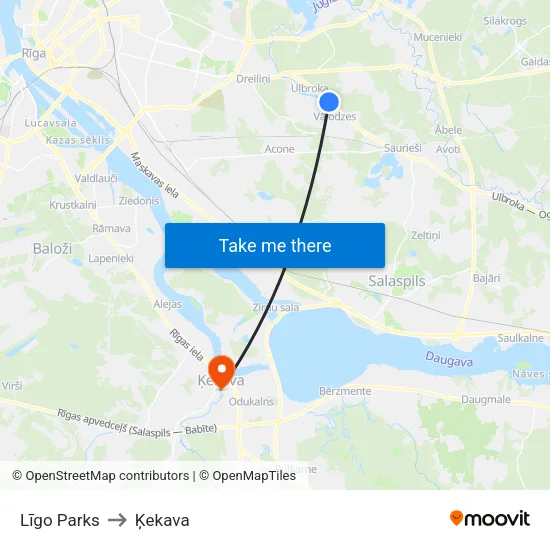 Līgo Parks to Ķekava map
