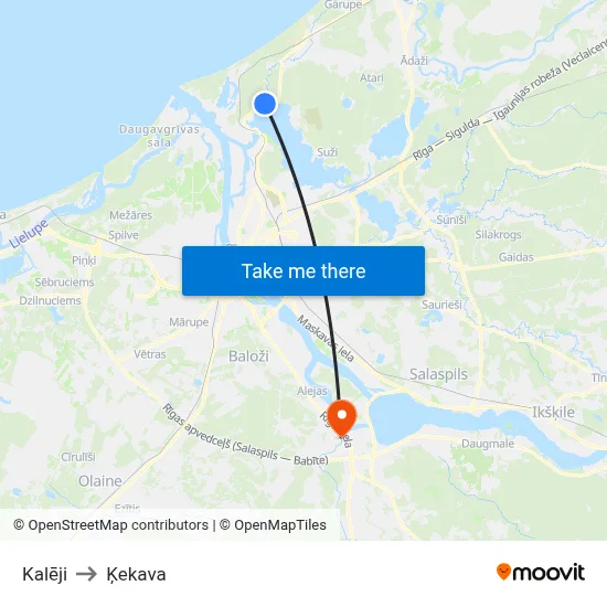 Kalēji to Ķekava map