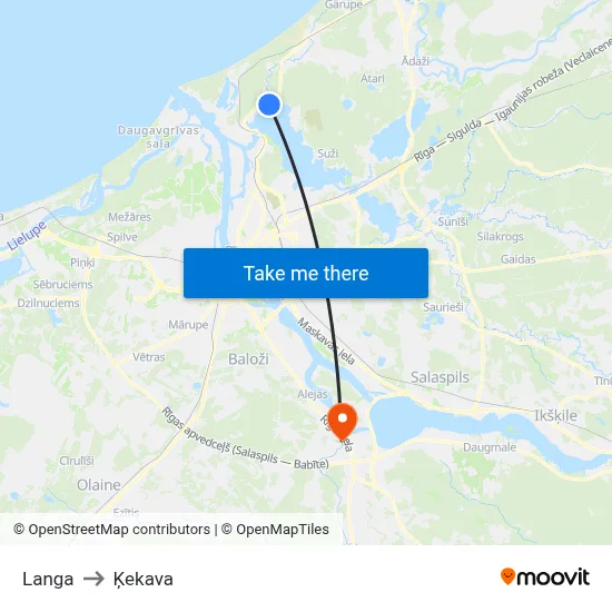 Langa to Ķekava map