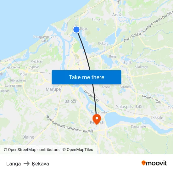 Langa to Ķekava map