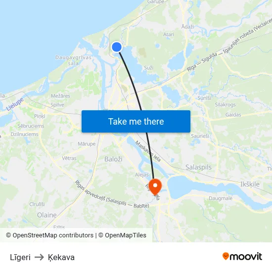 Līgeri to Ķekava map