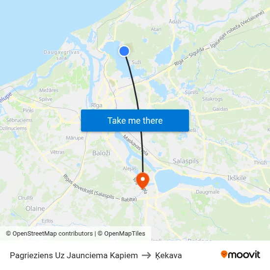 Pagrieziens Uz Jaunciema Kapiem to Ķekava map
