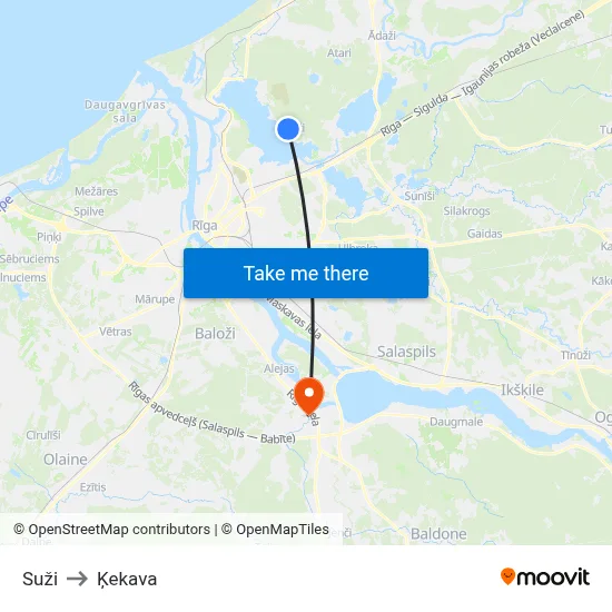 Suži to Ķekava map