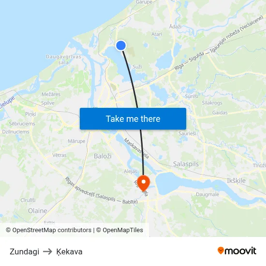 Zundagi to Ķekava map