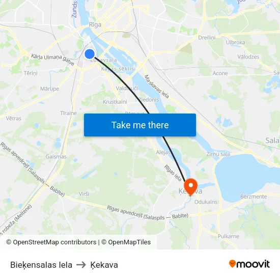 Bieķensalas Iela to Ķekava map