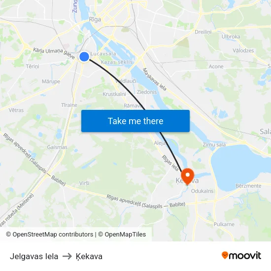Jelgavas Iela to Ķekava map