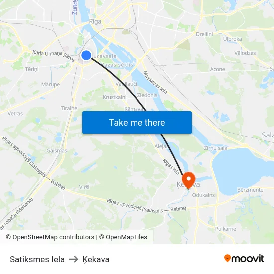 Satiksmes Iela to Ķekava map