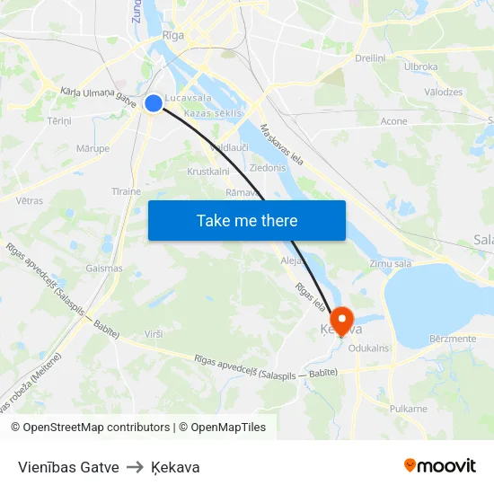 Vienības Gatve to Ķekava map