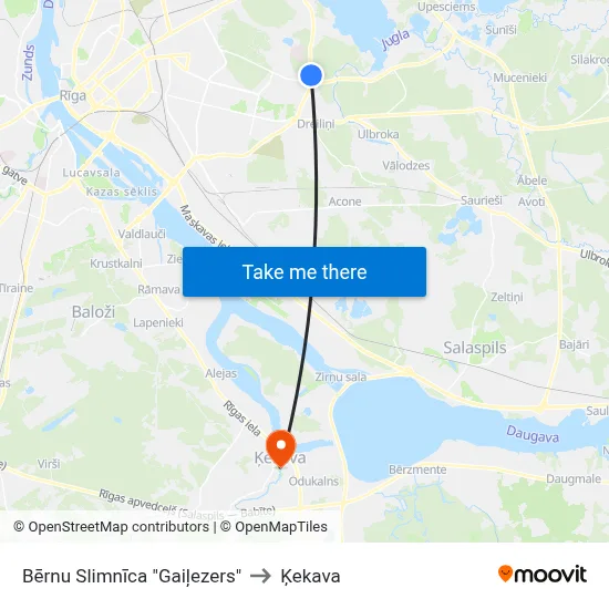 Bērnu Slimnīca "Gaiļezers" to Ķekava map