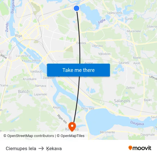 Ciemupes Iela to Ķekava map