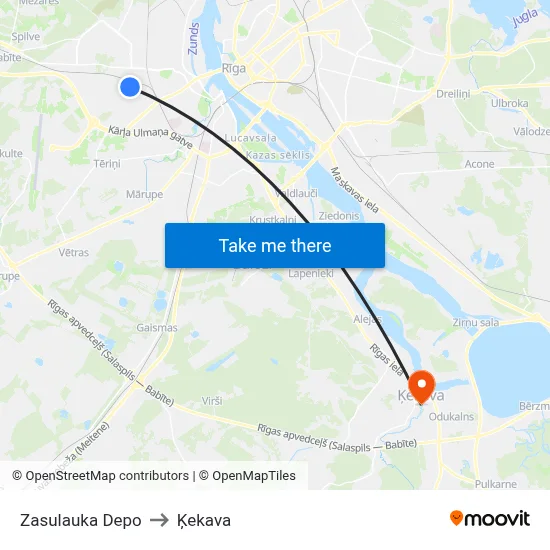 Zasulauka Depo to Ķekava map