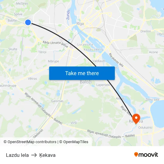 Lazdu Iela to Ķekava map