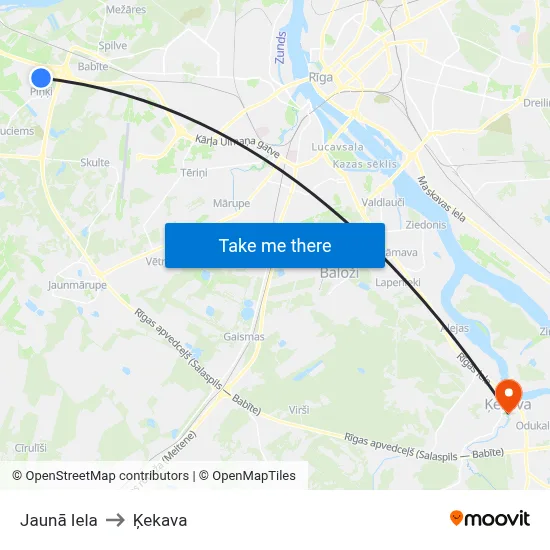 Jaunā Iela to Ķekava map