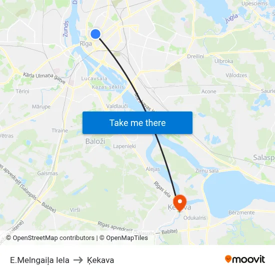 E.Melngaiļa Iela to Ķekava map