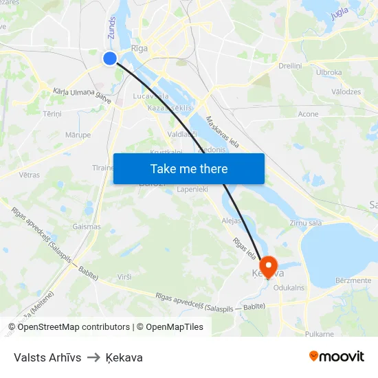 Valsts Arhīvs to Ķekava map