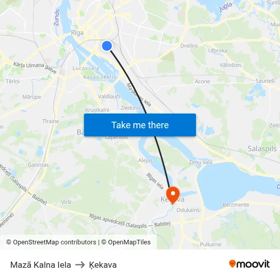 Mazā Kalna Iela to Ķekava map