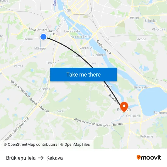 Brūkleņu Iela to Ķekava map