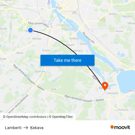 Lamberti to Ķekava map