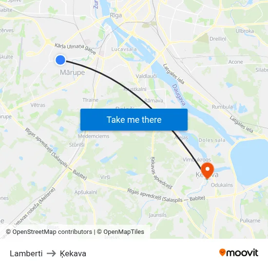 Lamberti to Ķekava map