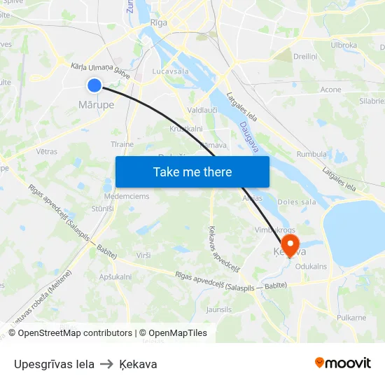 Upesgrīvas Iela to Ķekava map