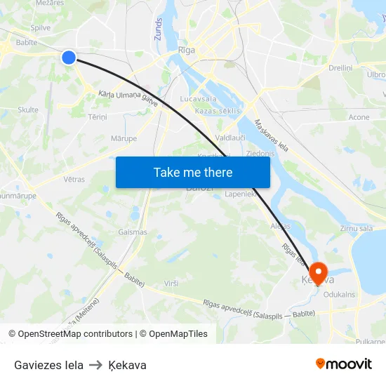 Gaviezes Iela to Ķekava map