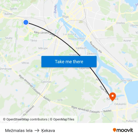 Mežmalas Iela to Ķekava map