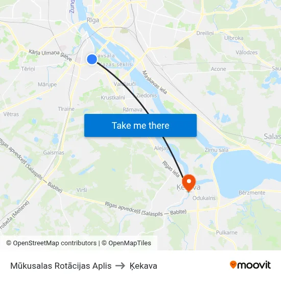 Mūkusalas Rotācijas Aplis to Ķekava map