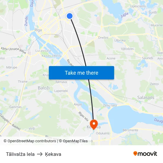 Tālivalža Iela to Ķekava map