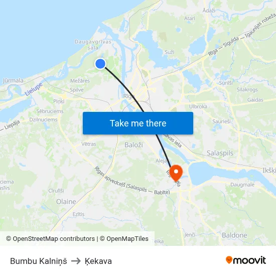 Bumbu Kalniņš to Ķekava map