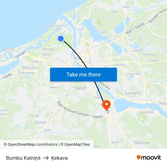 Bumbu Kalniņš to Ķekava map
