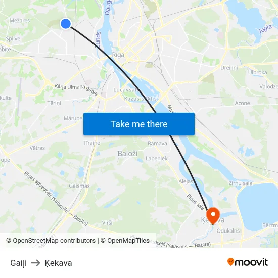 Gaiļi to Ķekava map