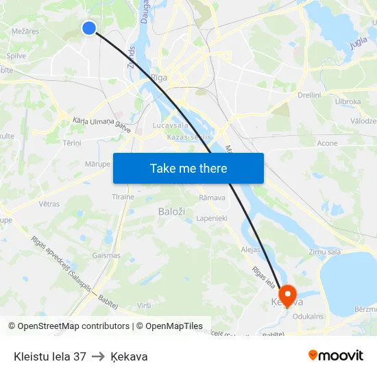 Kleistu Iela 37 to Ķekava map