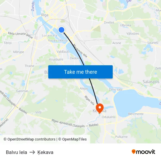 Balvu Iela to Ķekava map
