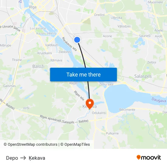 Depo to Ķekava map