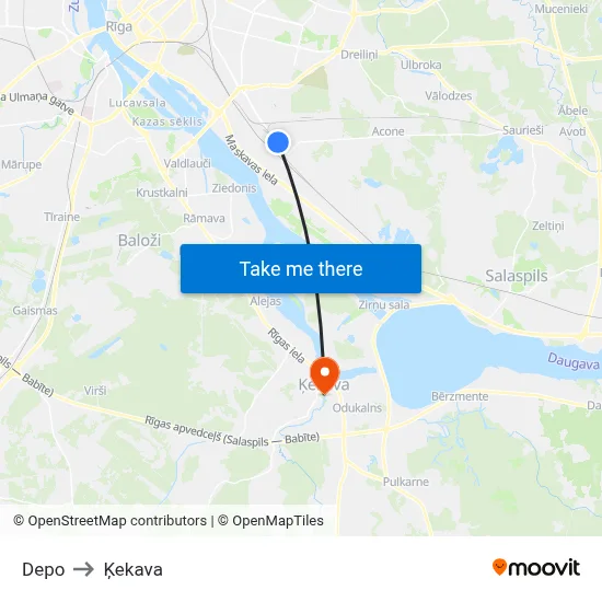 Depo to Ķekava map