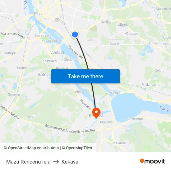 Mazā Rencēnu Iela to Ķekava map