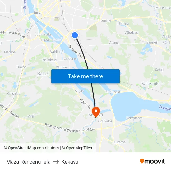 Mazā Rencēnu Iela to Ķekava map
