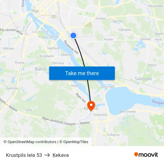 Krustpils Iela 53 to Ķekava map