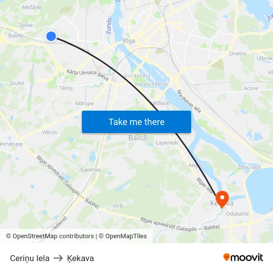 Ceriņu Iela to Ķekava map