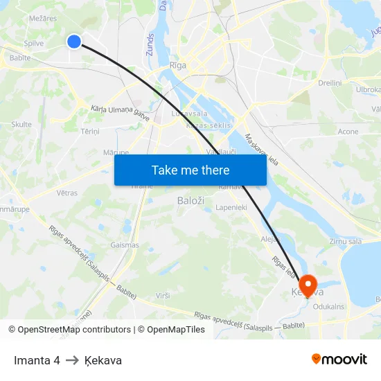 Imanta 4 to Ķekava map