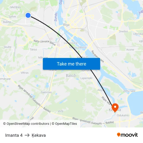 Imanta 4 to Ķekava map
