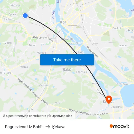 Pagrieziens Uz Babīti to Ķekava map