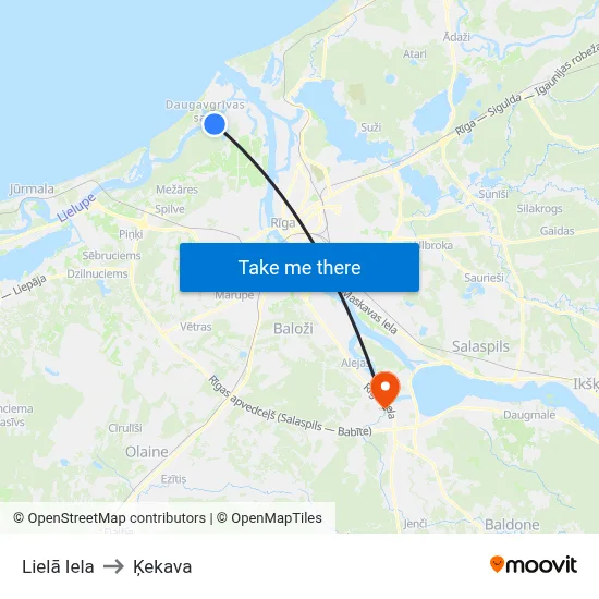 Lielā Iela to Ķekava map